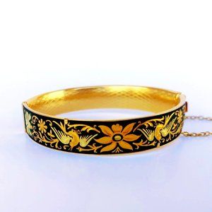 Authentic Spanish Damascene Bracelet Gold Floral